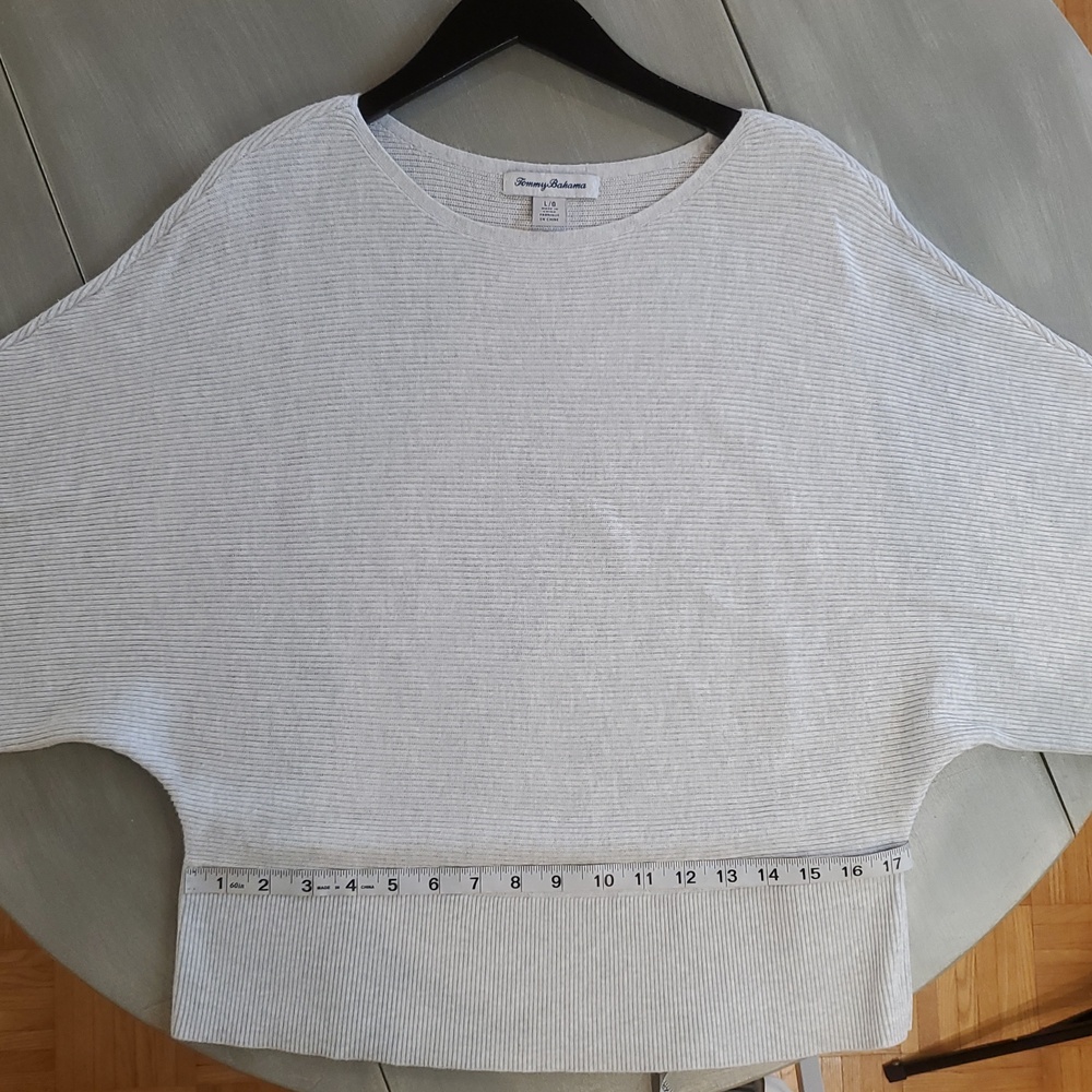 Tommy Bahama Light Gray Ribbed Knit Bat Wing Sweater Size Large - Picture 5 of 7